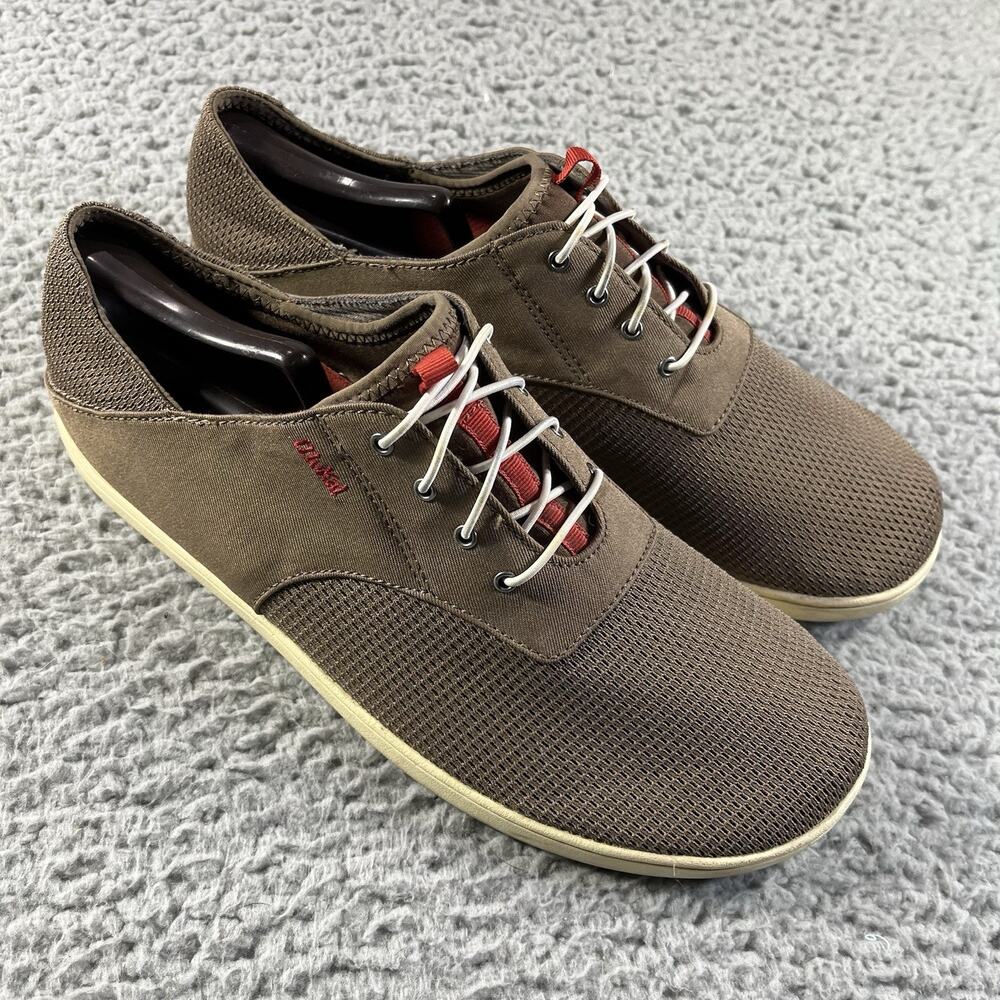 OluKai Nohea Moku Mens 10.5 Brown Mesh Slip On Boat Shoes Sneakers 10283